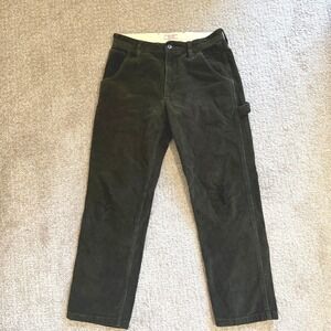 Wallace & Barnes Mens Olive Green Corduroy Carpenter Pants 29x30 Utility